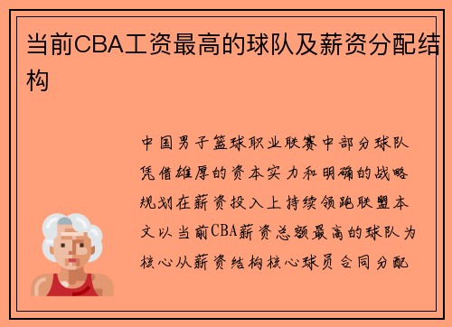 当前CBA工资最高的球队及薪资分配结构